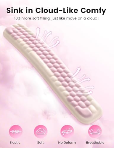 Meatanty Keyboard Wrist Rest, Ergonomic Keypad Support, Soft Memory Foam Hand Rest Pad for Typing Comfort, Computer Desk Accessory for Hand Palm Pain Relief, Laptop Office Home School Women Girl Pink