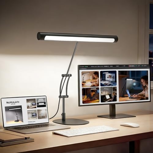 LED Desk Lamp for Home Office, Eye-Protecting Desk Light with Base，3 Color 10 Brightness Metal Table lamp,Suitable for Work, Study and Reading (Black)
