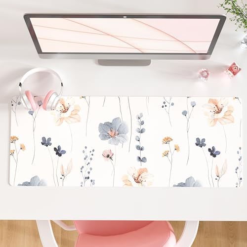 QIYI PU Leather Large Mouse Pad, Waterproof Desk Mat, 31.5" x 11.8", Sprigs