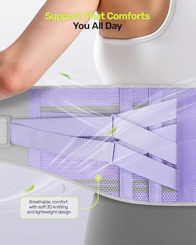 Rakiie Lower Back Brace for Women, 9X Support System, Purple XXL