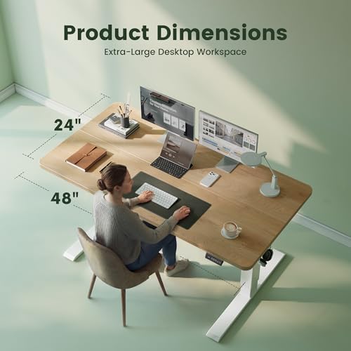 CubiCubi 48 x 24 Electric Height Adjustable Standing Desk, Maple