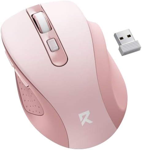 Redragon Wireless Mouse for Laptop, Bluetooth Mouse (BT5.0/3.0&2.4G) with 5 Level 4000DPI, Silent Cordless Computer Mice 6 Buttons,18 Months Battery,Compatible with PC, Laptop, Desktop-Pink