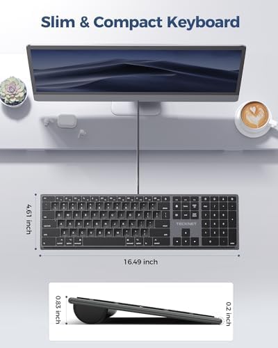TECKNET Wired Keyboard for Mac, USB & Type-C Dual Interface, Silent Click