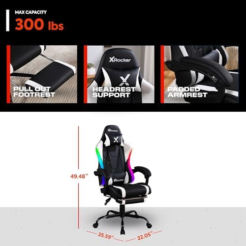 X Rocker PC Computer Gaming Desk Chair with Wheels, College Dorm Room Essentials for Guys and Girls, Adjustable, Ergonomic Office Chair, Gifts for Gamers