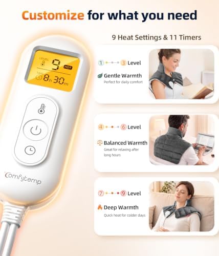 Comfytemp Heating Pad for Neck Shoulders Back, 2.6 Ib Weighted Heating Pad