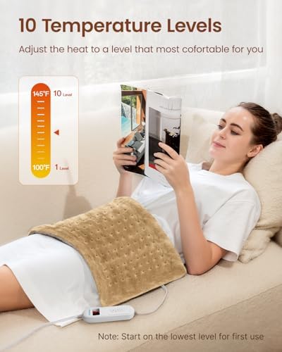 RENPHO Heating Pad for Back & Period Cramps, Heat Pad for Knee and Leg, Birthday Gifts for Women Men Husband, Auto Shut Off, ETL Certified, 12" x24‘’ Light Yellow