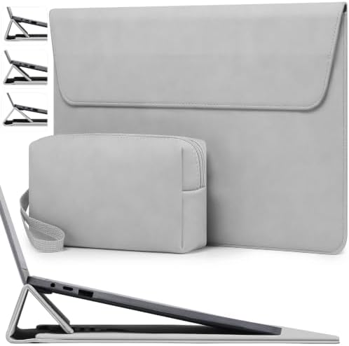 HYZUO 15-16 Inch Laptop Case Sleeve with Adjustable Stand, Light Gray