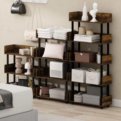 Furinno Turn-N-Tube 4-Tier Display Shelf, Open Frame, Amber Pine