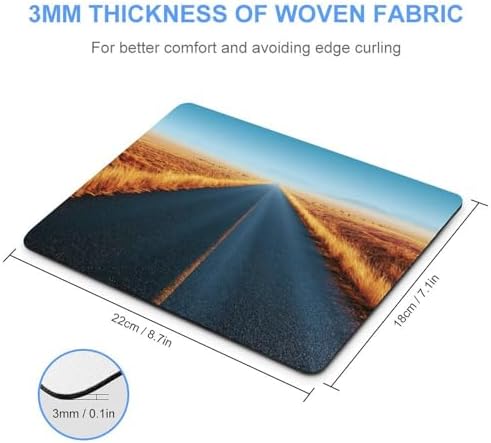 Straight Empty Asphalt Road Stretching to Horizon Mouse Pad, Small Office Computer Mouse Pads for Desk Laptop with Non-Slip Rubber Base Mouse Mat, Gaming Mouse Pads