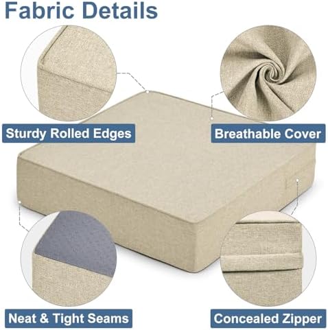 Shinnwa Gel Memory Foam Recliner Cushion for Elderly, Dual-Layer Foam Chair Pad, Extra Large Seat Cushion for Couch, Armchair, Wicker Chairs, Floor, 20 × 20 × 5in, Beige