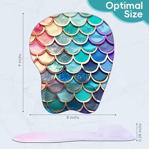 Wrist Support Mouse Pad Anti Slip Rubber Wrist Rest Mousepad 9in X 8in Small Desktop Notebook Mouse Mat for Working and Gaming (M-Pretty Mermaid)