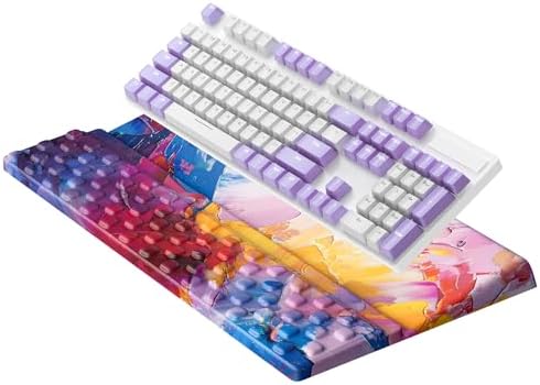 Ospelelf Keyboard Wrist Rest, Ergonomic Memory Foam Wrist Support for Typing & Gaming, Tilted Keyboard Pad, Aesthetic Desk Accessories for Office, Relief for Carpal Tunnel & Wrist Pain, Multicolored