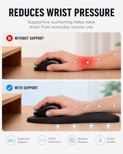 Ergonomic Mouse Pad with Wrist Rest Support, Mousepad for Carpal Tunnel Pain Relief, Memory Foam with Massage Design, Non-Slip Base for Office, Home, Gamming