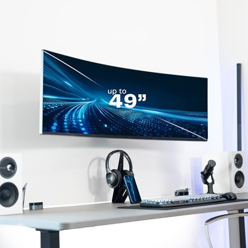VIVO Full Motion Ultrawide Monitor Wall Mount, Fits Ultra-Wide Screens up to 49 inches and 44 lbs, Tilt and Swivel Arm, White, MOUNT-VW01MW