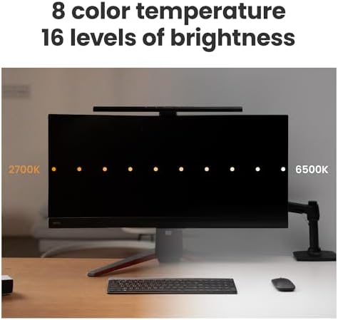 BenQ ScreenBar Pro LED Monitor Light Bar (Black) - Ultrawide Lighting, Motion Sensor, Adjustable Brightness/Color Temperature, Eye-Care USB-C Monitor lamp, No Glare, Curved Monitors, Monitor accessory