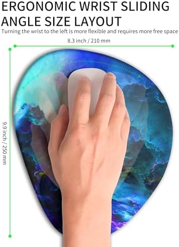 Palm-Rest and Wrist-Hugging Mouse Pad Wrist Rest, Ergonomic Wrist Support with Curve Fitting Cushioned Memory Foam for Carpal Tunnel Pain Relief, 9.9 x 8.3 Inch, Nebula