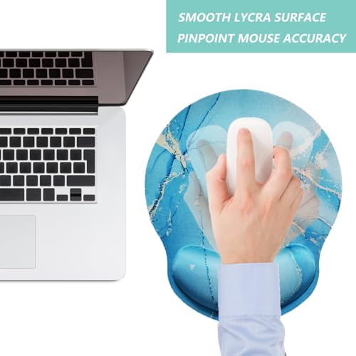 Mouse Pad with Wrist Support, Ergonomic Mouse Pad with Memory Foam Wrist Rest Cushion, Non-Slip Rubber Base Gaming Mice Pad for Home Office Computer Laptop, Green Marble