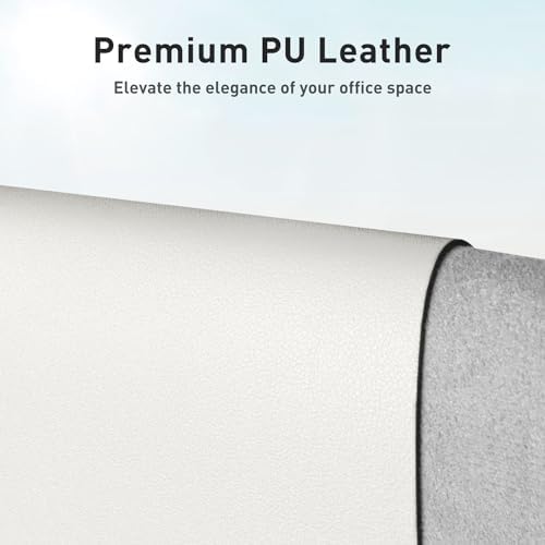 Aothia Faux Leather Desk Mat - Non-Slip PU Leather Desk Blotter, Waterproof Writing Surface, Large Desk Pad for Office & Home (Off-White, 55" x 24")