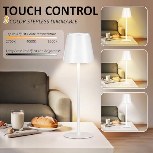 Retisee 12 Pack Cordless Table Lamp Portable Rechargeable Lamp, White