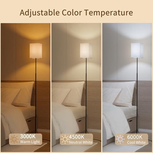 SIBRILLE 63.8" Square Floor Lamp with White Fabric Shade