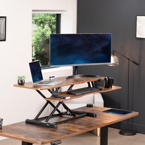 VIVO Rustic Vintage Brown 48 in Standing Desk Converter, DESK-V048KN