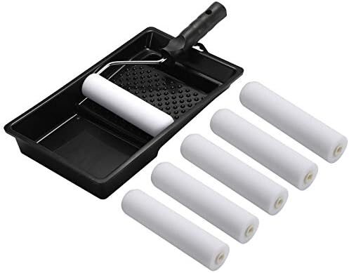 KUPOO 6" Foam Paint Roller Kit Mini Roller with Frame,Tray & 8 Refills