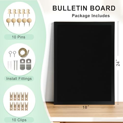 DOLLAR BOSS Double-Sided Bulletin Boards with Linen, 24"x18" Black Cork Board