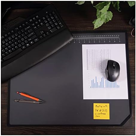 Artistic Logo Pad Engineering Desk Mat Pad for Desktop Organization & Document Protection, Printed Ruler Measurements, Black/Clear, 19" x 24"