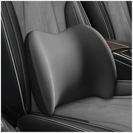 Car Lumbar Support Cushion, Ergonomic Memory Foam Car Back Support w/Removable Cover, Universal Breathable Lumbar Cushion Back Support Pillow with Adjusatble Strap (Gray)