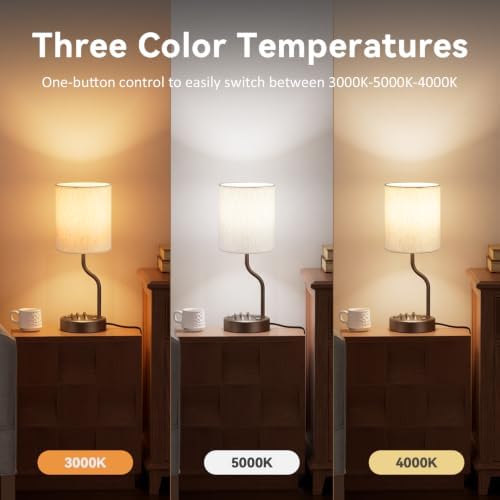 Fenmzee Bedside Lamps for Bedroom Set of 2-18" Brown Table Lamp for Desk