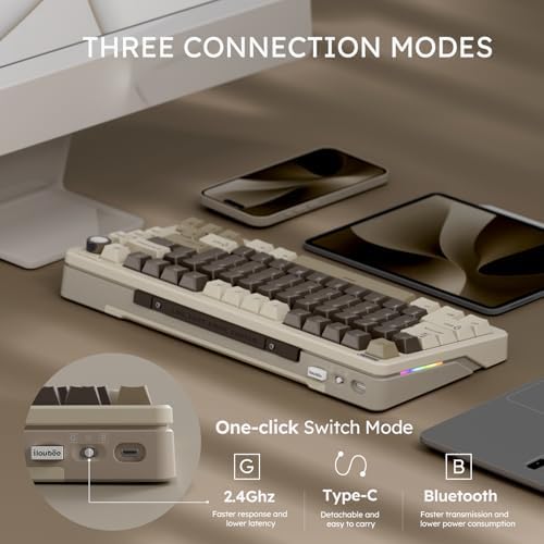 iLovBee B75 Wireless Mechanical Keyboard with Knob, Linear Switch, Mocha