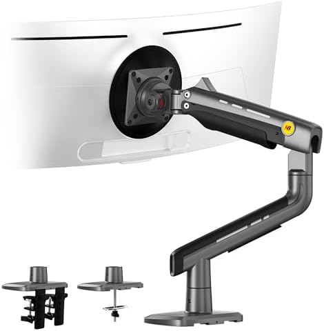 NB Gaming Monitor Arm for Screen up to 60 inches, Holds 44 lbs(20 kg), VESA 75/100, RGB Light, Heavy Duty Monitor Stand, Aluminum Ultrawide Screen Mount Height Angle Adjustable Grey Black