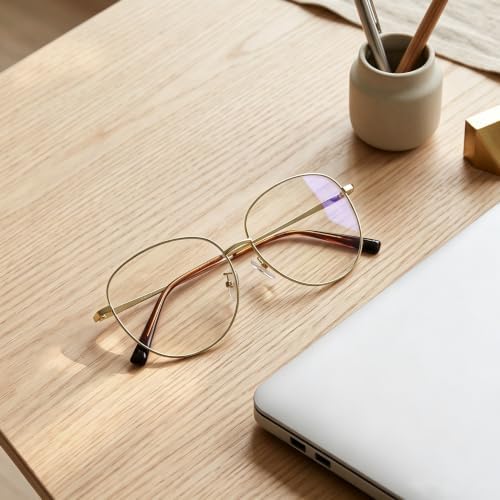 Oversized Oval Anti Blue Light Glasses, Fashion Large Metal Eyewear