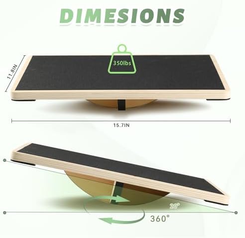 Professional Wooden Balance Board for Adults-Anti-Slip 350LBS Wobble Board for Physical Therapy Standing Desk Core Strength-Rocker Board Balancing Board