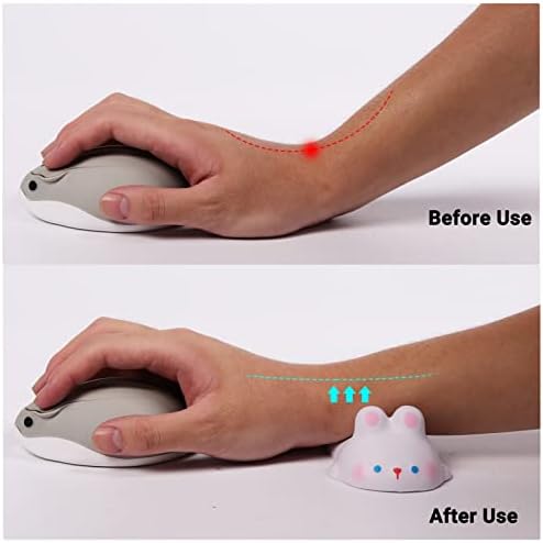 Small Wrist Rest Mouse Pad for Mouse, Mini Cute Ergonomic Cartoon Mousepad Memory Foam Design Animal Shape Wrist Support Pillow Rest Cushion Mat for Office Computer Laptop(Rabbit)