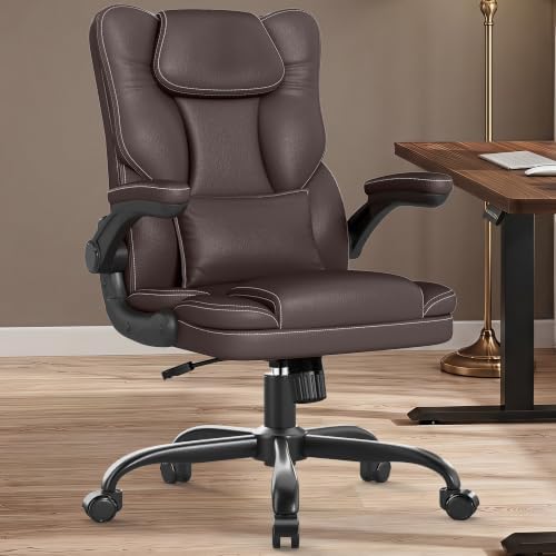 Executive Office Chair Flip Up Arms Lumbar Support Home Office Desk Chair