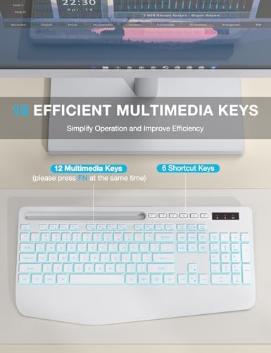 SABLUTE Wireless Keyboard with 7 Colored Backlit, Wrist Rest, 2.4G Lag-Free