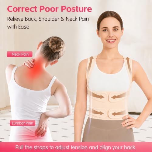 Posture Corrector for Women & Men, Adjustable Full Back Brace Support