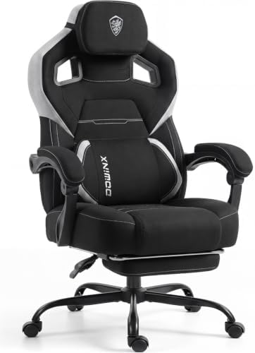 Dowinx Big and Tall Gaming Chair with Footrest, Linen Black