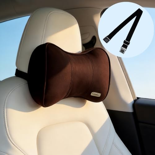 Memory Foam Neck Support Pillow for Car Recliner Headrest Pillow Brown