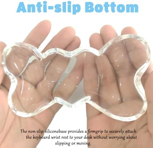 Gel Wrist Rest for Keyboard and Mouse Transparent White Bow Elbow Pad Cushion Ergonomic Cute Clear Cool Heart Mouse Wrist Pad Silicone Non-Slip Support for Computer Gaming Home Office Girl Hand Pillow