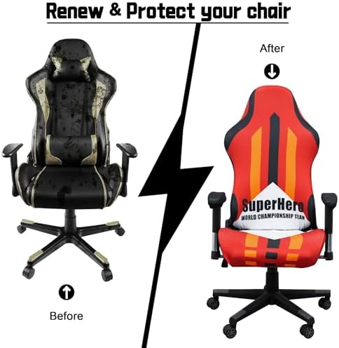 Gaming Chair Covers,Stretchable Computer Chair Cover,Ergonomic Office Chair Cover,for Anti Cat Scratch Protection of Computer Gamer Chair Slipcovers,Racing Chair Covers (Only Covers,Superhero Red)