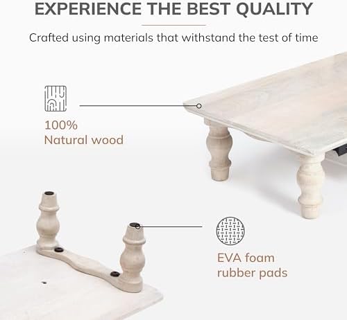Anji Mountain Monitor Stand for Desk - Desktop Organizer & Laptop Riser, Ergonomic Monitor Riser, Space-Saving, Durable, Easy Assembly & Ideal for Home & Office,White Wash, 24-Inch, Classic