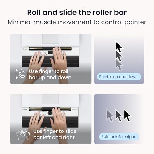 Contour Rollermouse Go - Portable Wireless Roller Mouse for Carpal Tunnel Relief, Compact Mouse with Bluetooth & USB, Ambidextrous 5-Button Design, Lightweight Aluminum, Mac & PC Compatible
