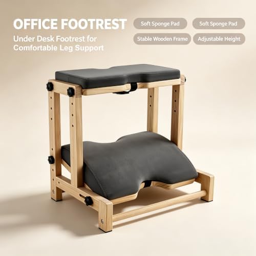Double Step Foot Rest Under Desk,Adjustable Wooden Foot Stool with 4Heights