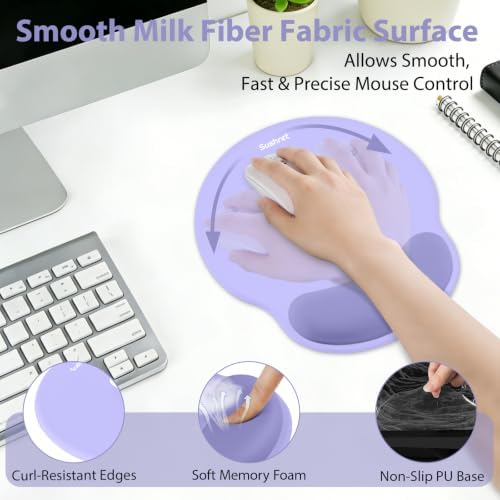 Sushret Mouse Pad and Keyboard Wrist Rest, 3-in-1 Mouse Pad Set, Lavender