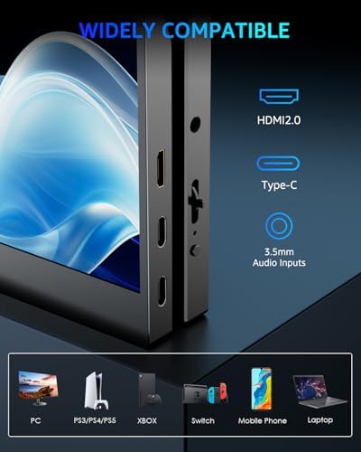 Yodoit Portable Monitor 144Hz 15.6Inch - 1080P Gaming Screen for Laptop IPS Display with USB Type C Port and Speakers with Smart Cover Metal Compatible with PC, MacBook, Xbox (Black)