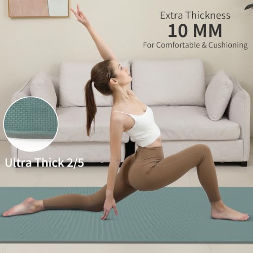 PAIDU POE Yoga Mat （10mm）Extra Thick Fitness Mat 72"x24" with Carry Strap