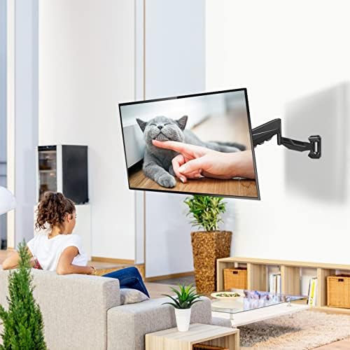 MOUNTUP Height Adjustable TV Wall Mount for 26-55 Inch TVs, Spring Arm Full Motion Articulating TV Bracket Mount with Smooth Swivel Tilt & Safe Corner Installation, 400x400mm VESA, 11-66 lbs