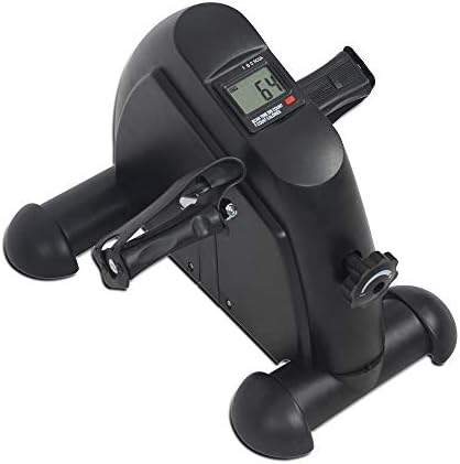 Portable Under Desk Bike Pedal Exerciser for Legs and Arms Mini Exercise Peddler Adjustable Resistance Multifunctional LCD Display (Black)